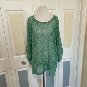 Katie Todd Mesh Knit Emerald Green 3/4 Sleeve Tunic Sz‎ XL